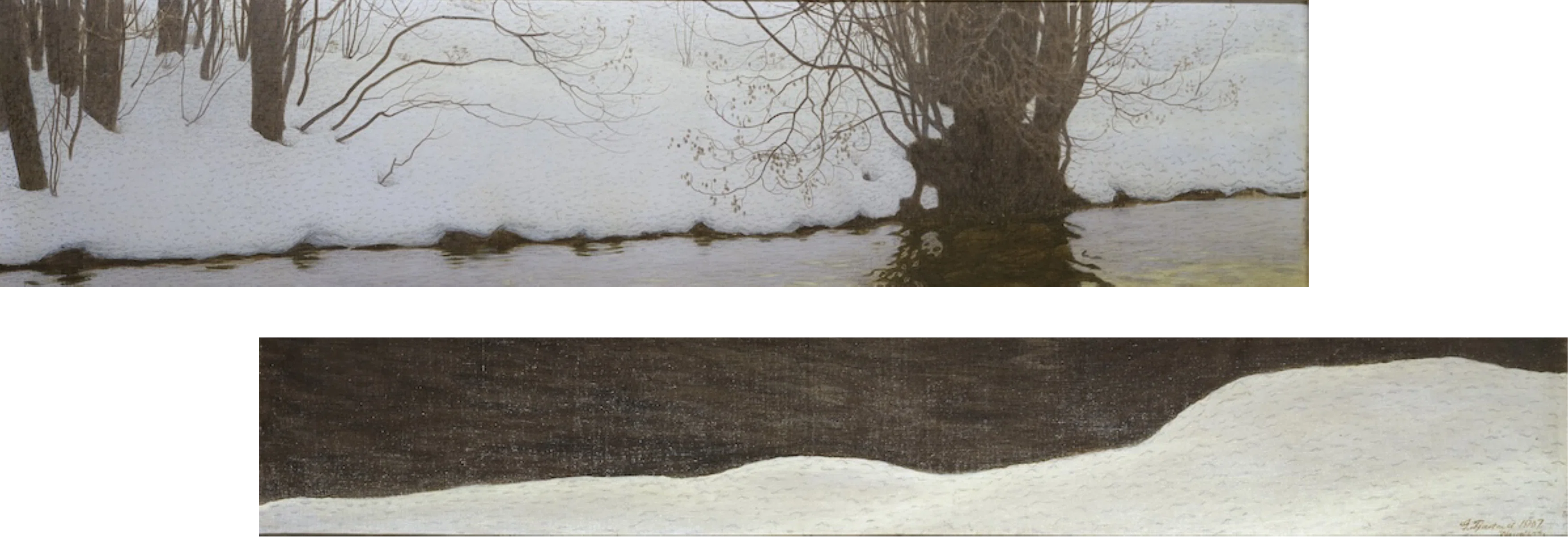 スウェーデン絵画」展出品作⑪ グスタヴ・フィエースタード《川辺の冬