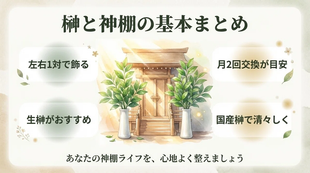 【プロが教える】榊と神棚の基本|飾り方・交換時期・造花の是非まで丸わかり|高嶺の榊|富士の麓の榊農家