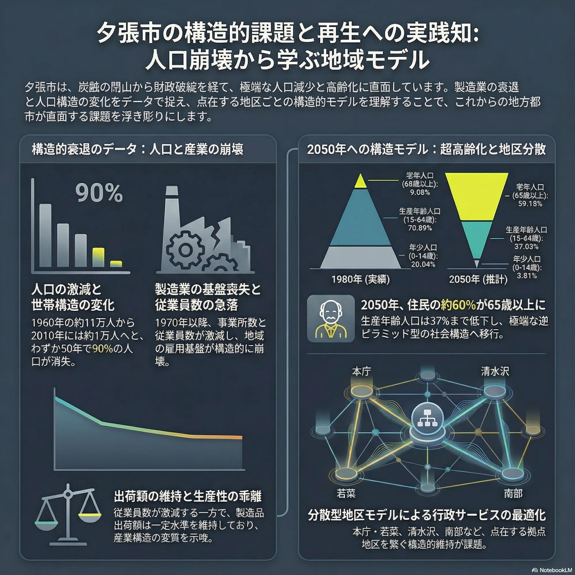 北海道夕張市の教訓から読み解く「都市の命運」：人口構造と産業変容の