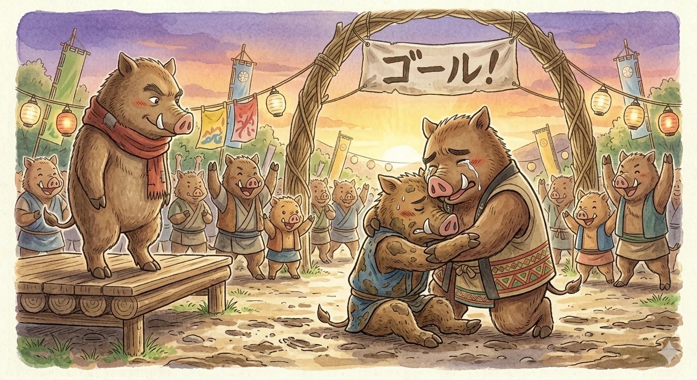 縁起を招く猪のイノ吉君 創作童話『イノシシ・イノ吉』｜尾種栄春