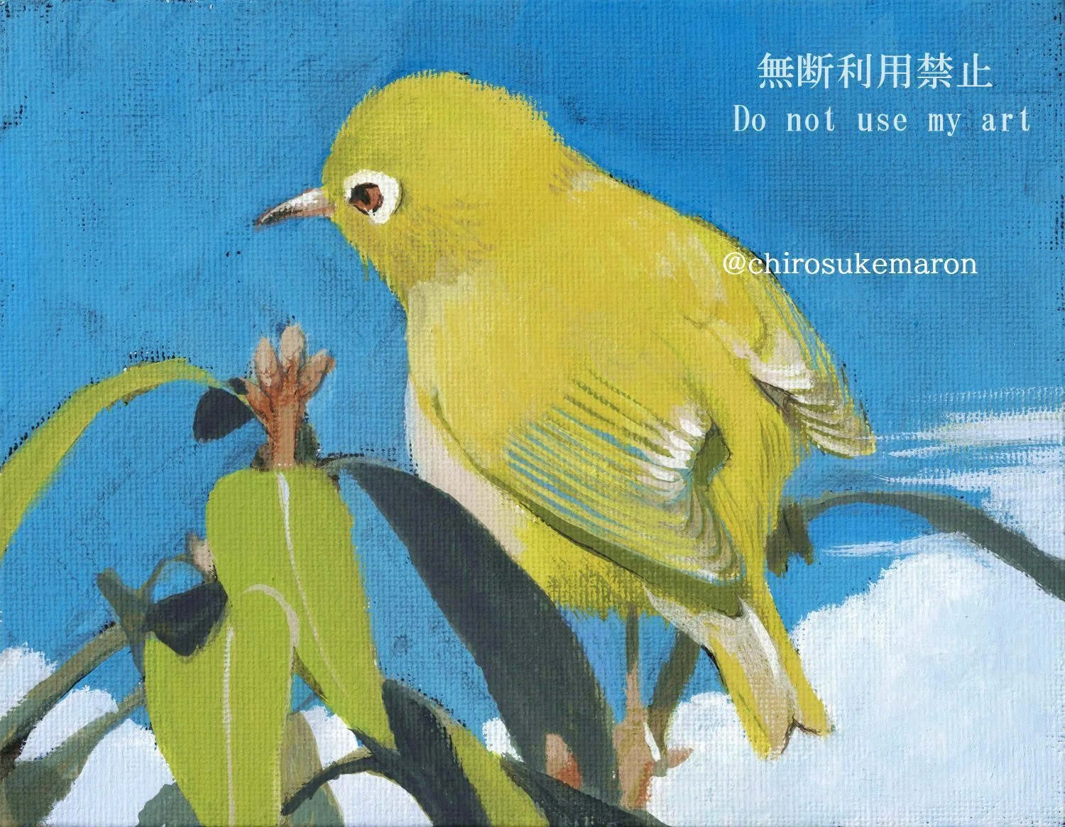 100均のキャンバスにアクリル画｜ちろ