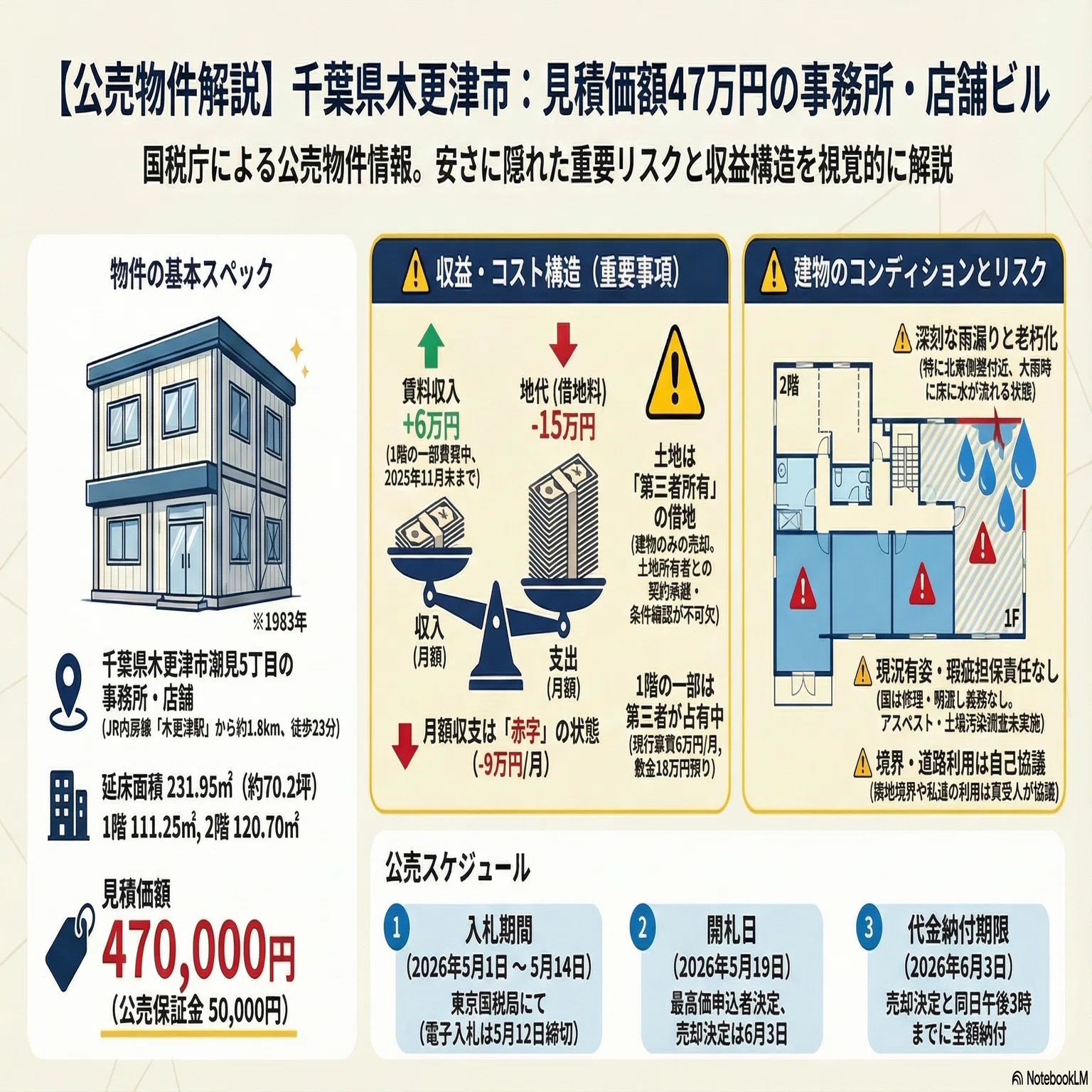 GCP×公売物件】木更津の2階建てビルが47万円？格安の裏に潜む「地代
