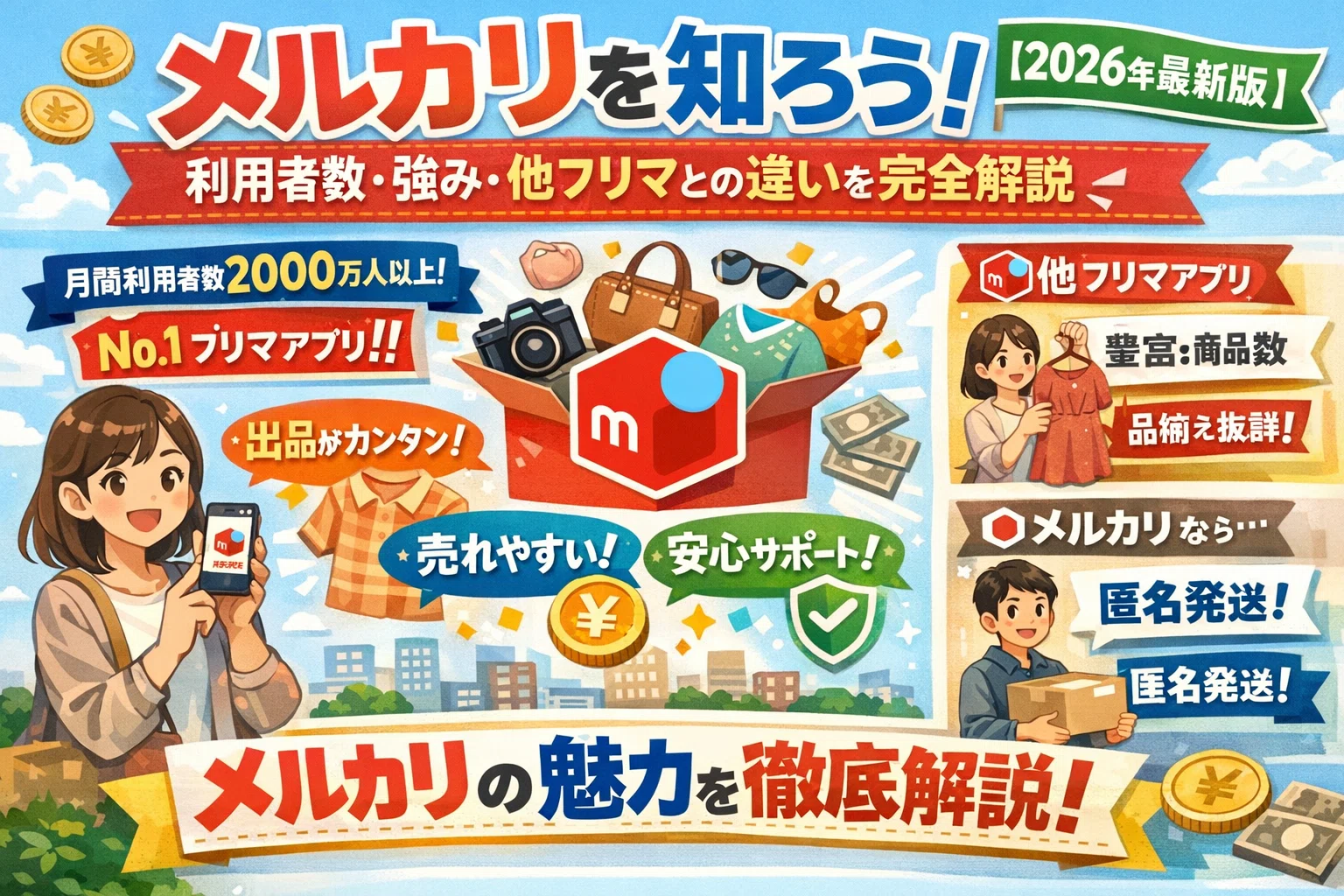 メルカリを知ろう！【2026年最新版】利用者数・強み・他フリマとの違い