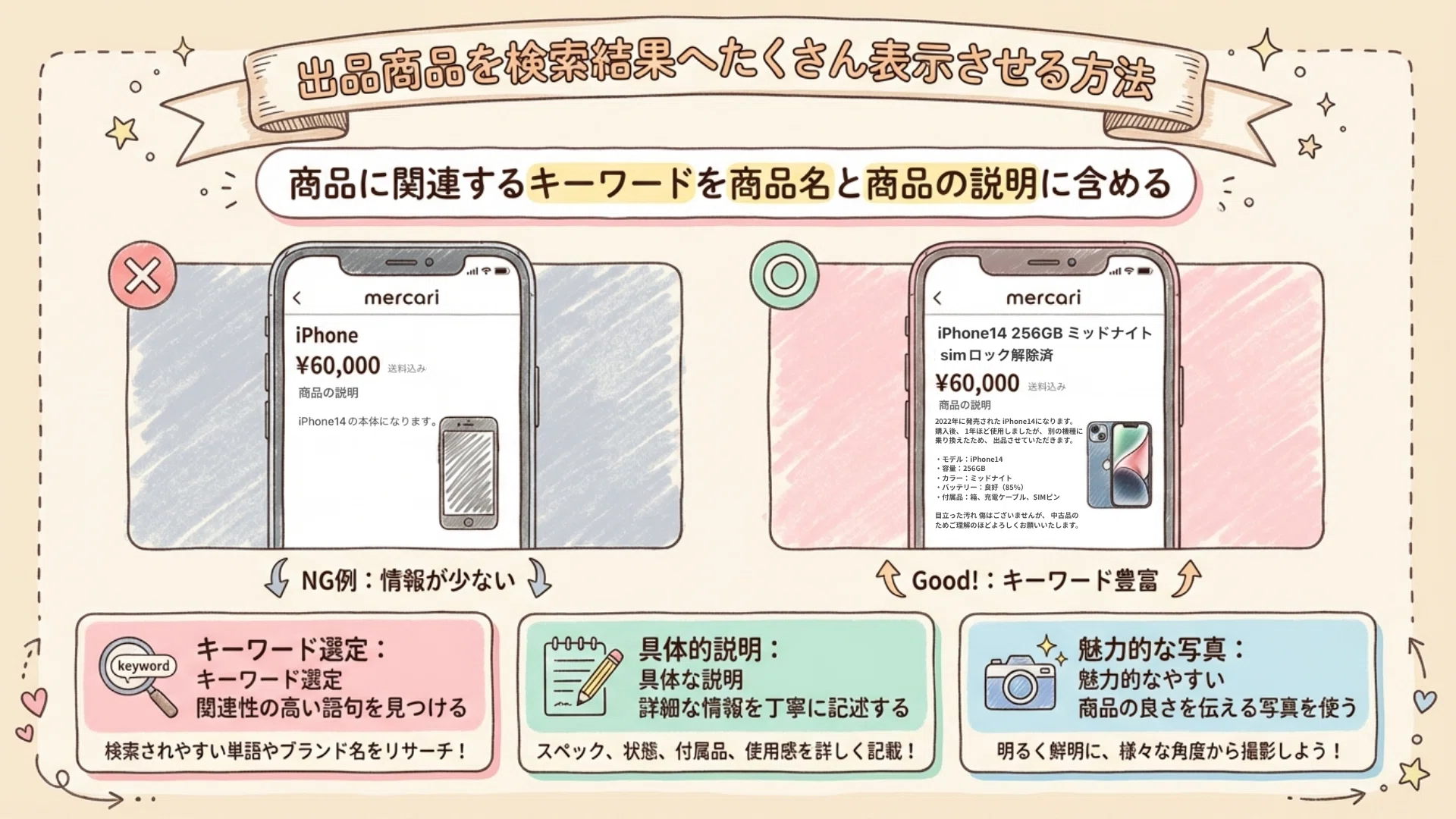 売れる出品の基本！検索に強くなる「キーワード活用術」｜メルカク 