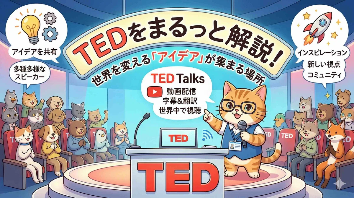 TEDについてまとめるネコ