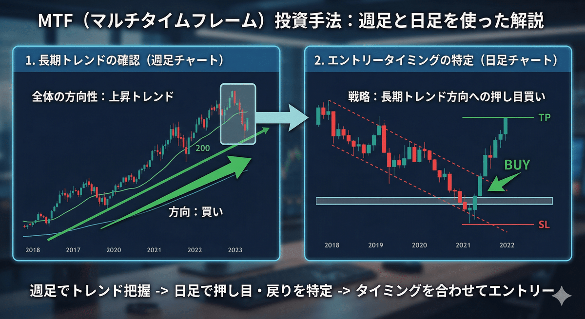 🐶勝率50%・RR2.4の兼業投資家MTFトレード手法。