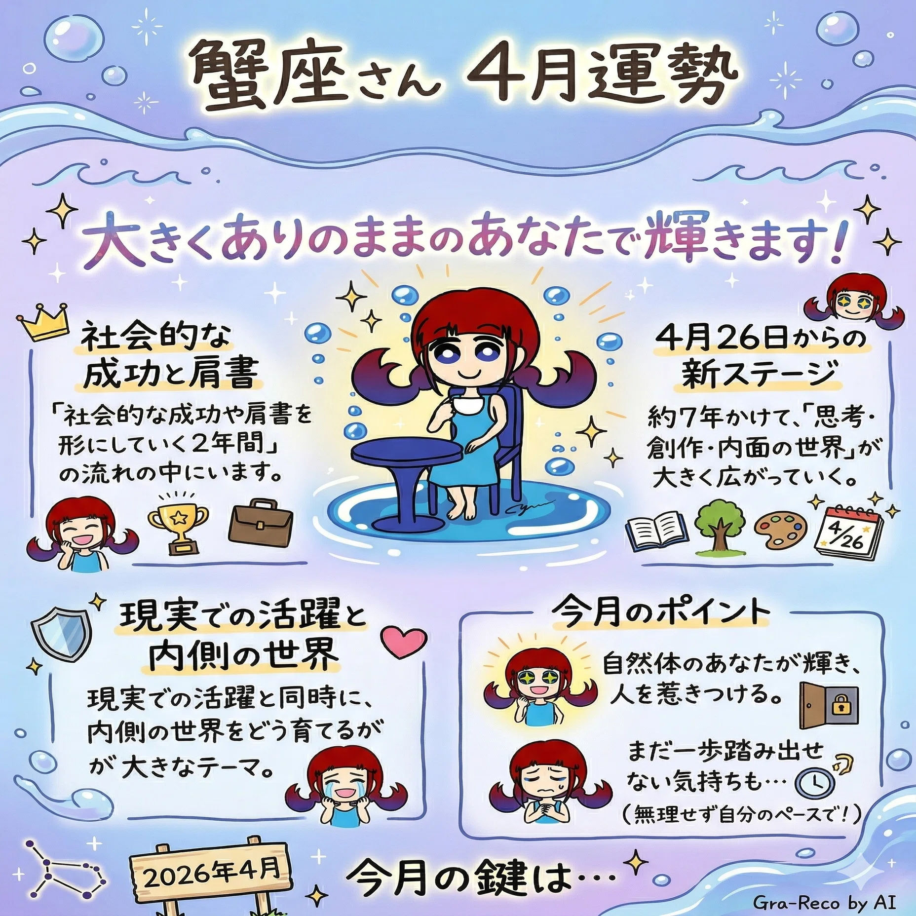 蟹座さんへ 4月の運勢【U-ユウ-の12星座占い】｜U-ユウ-｜漫画家占い師