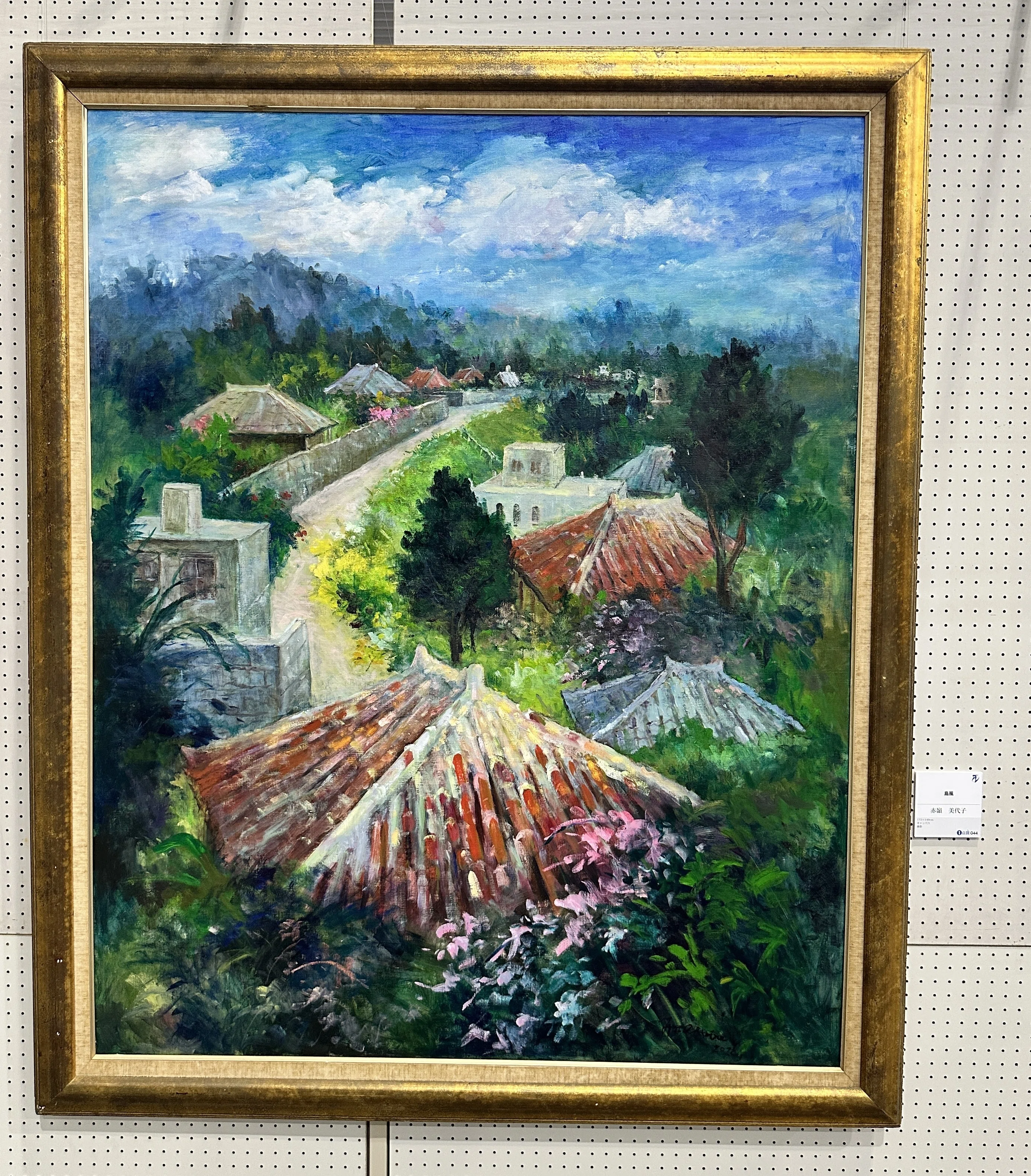 3213）中島イソ子　F0号油絵　「バラ」沖展会員、沖縄女流美術家協会会長 3213）中島イソ子 F0号油絵 「バラ」沖展会員、沖縄女流美術家協会会長