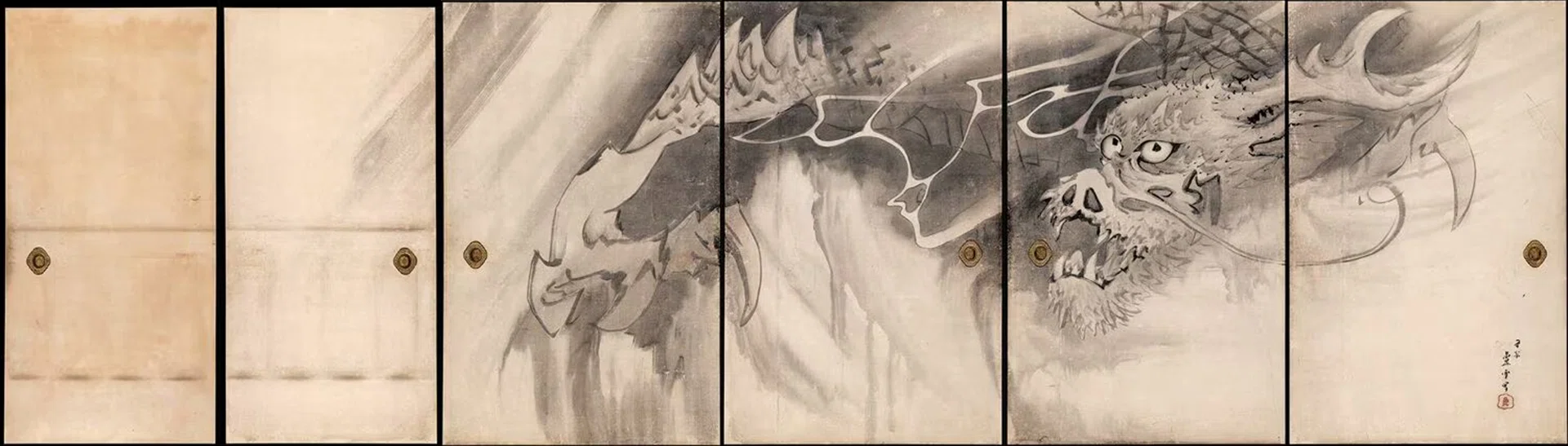 長沢蘆雪」展出品作① 蘆雪《竜図襖》天明6年（1786）｜美術史