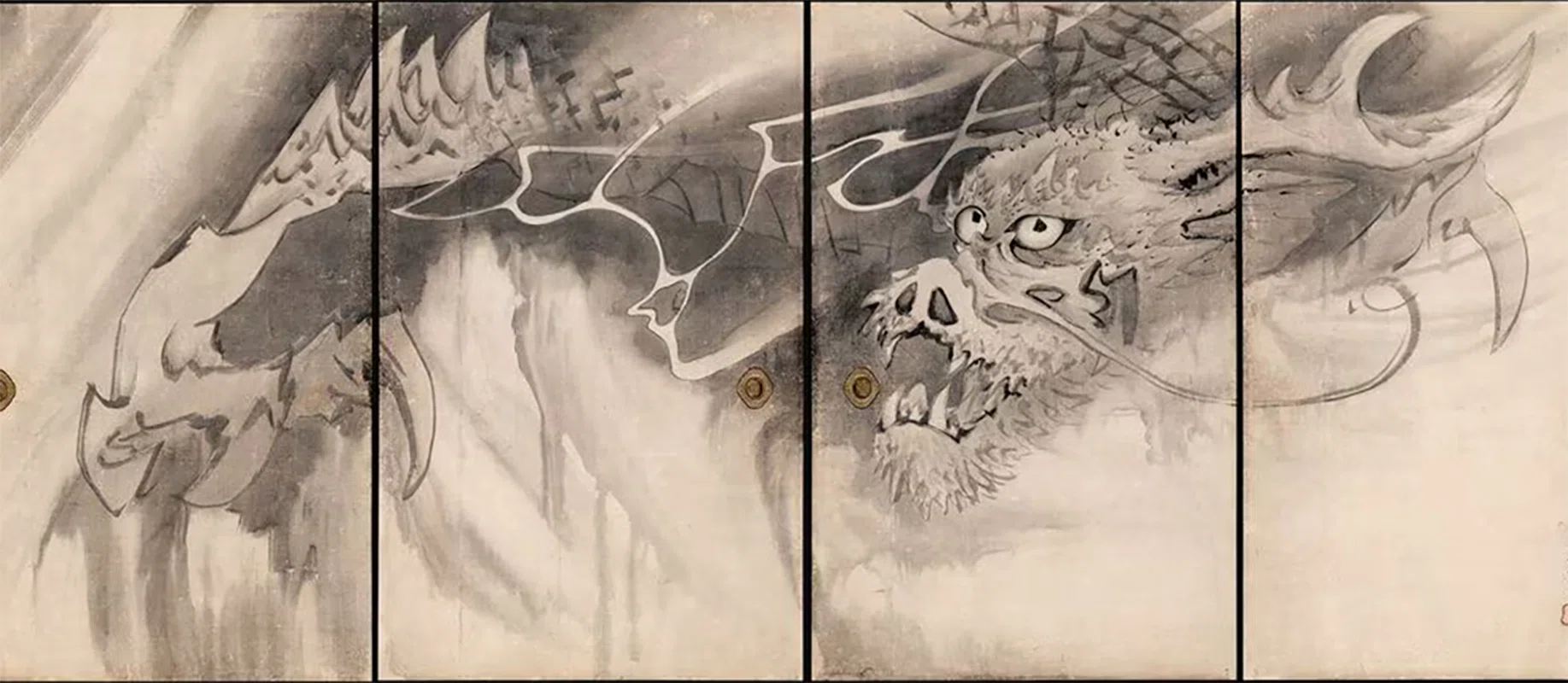 長沢蘆雪」展出品作① 蘆雪《竜図襖》天明6年（1786）｜美術史
