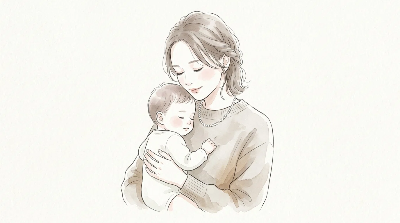 ベージュで柔らかい人物イラスト