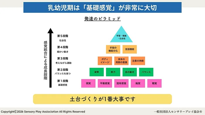専門家解説】発達のピラミッドから見るセンサリープレイの重要性｜さ