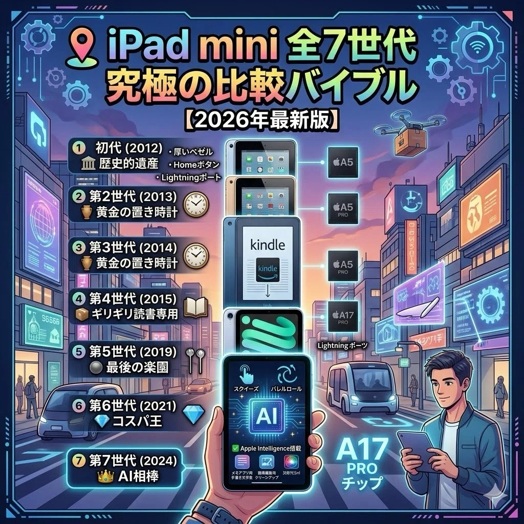 📱iPad mini全7世代・究極の比較バイブル【2026年最新版