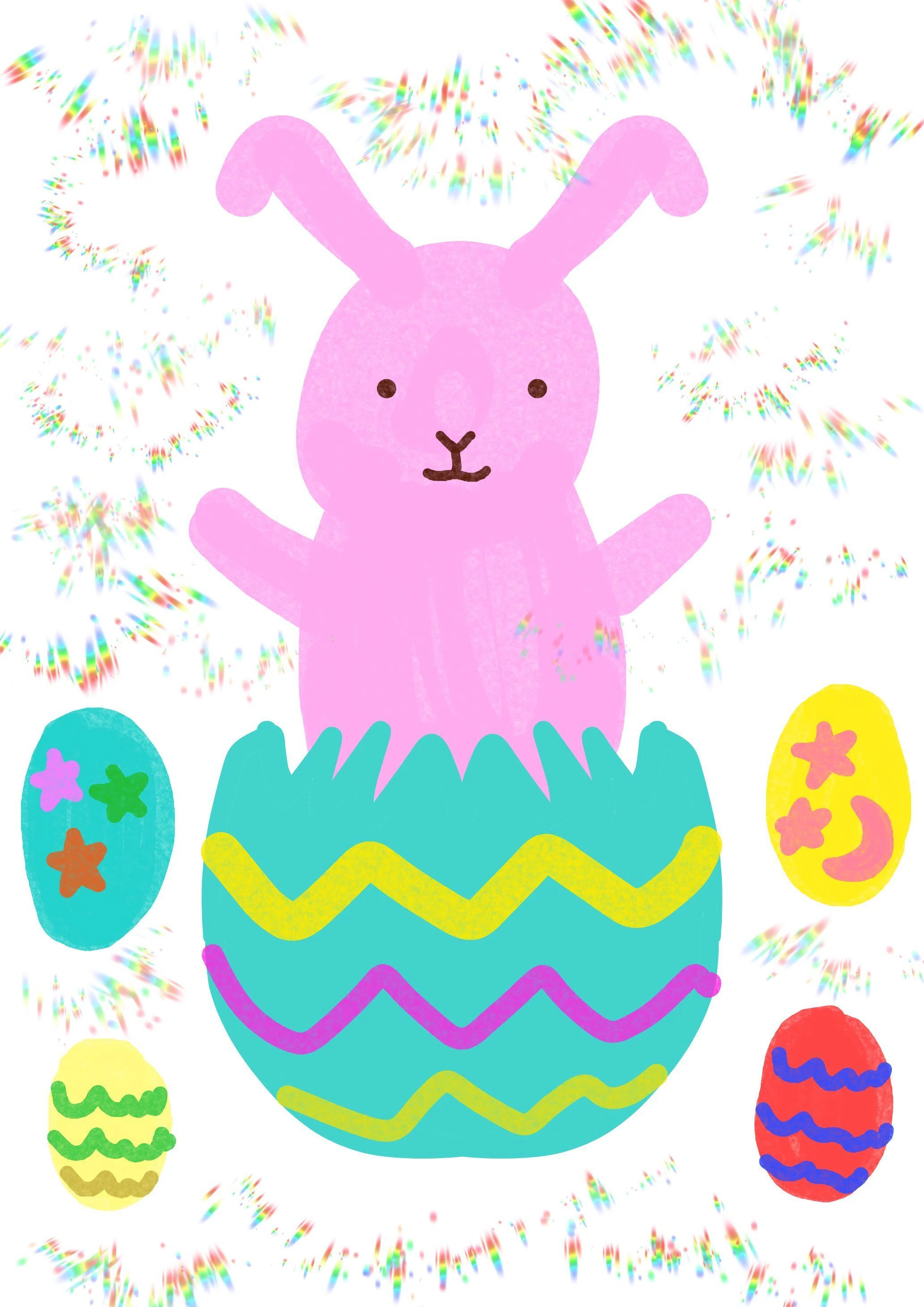 イラスト】イースターの日を記念してイースターバニーを描きました