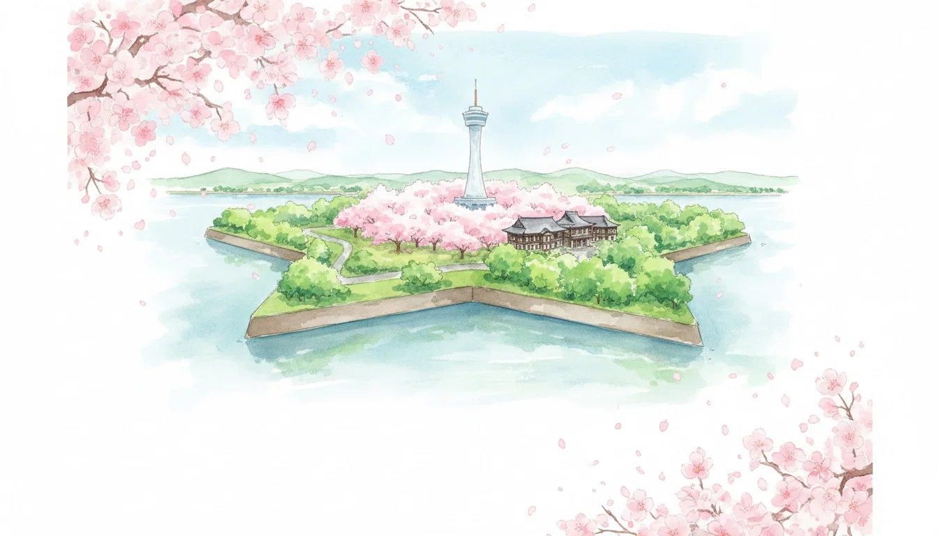 油絵【北の大地に咲く、桃色の星】F4号 五稜郭の桜 風景画 一点物
