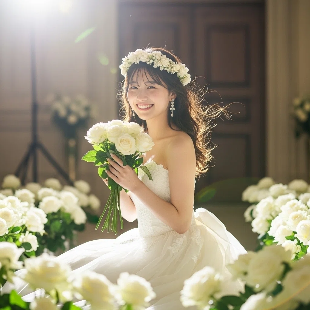 可愛い女性＜ウェディングドレス＞画像素材/写真販売 AI画像 有料＜40枚：350円＞商用利用可01