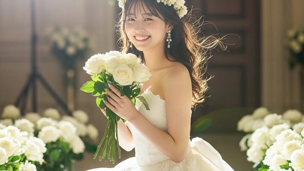 可愛い女性＜ウェディングドレス＞画像素材/写真販売 AI画像 有料＜40枚：350円＞商用利用可02