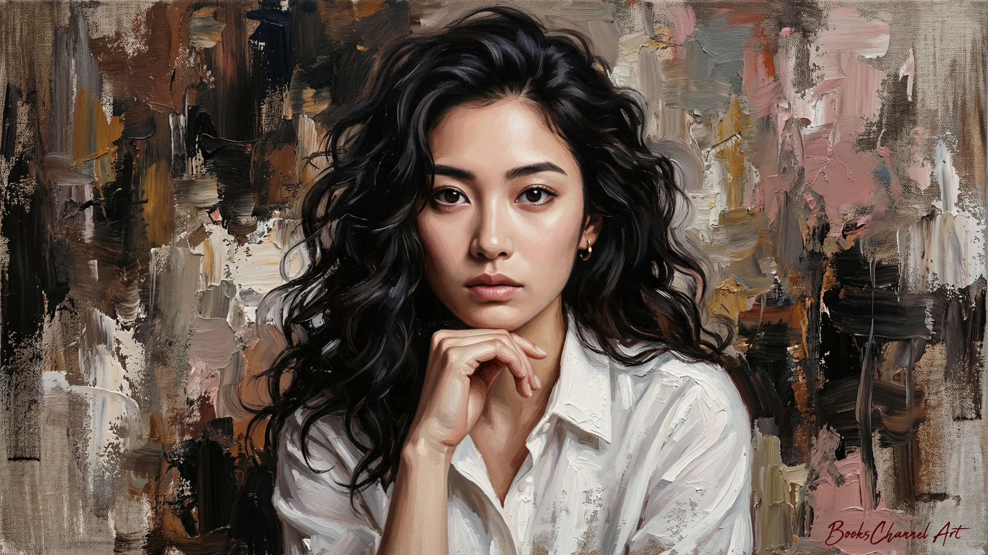 アート絵 H. FUJI KAWA女性のポートレート 油彩画 KAWA女性のポートレート FUJI H. アート絵 油彩画 【公式通販】 油彩画