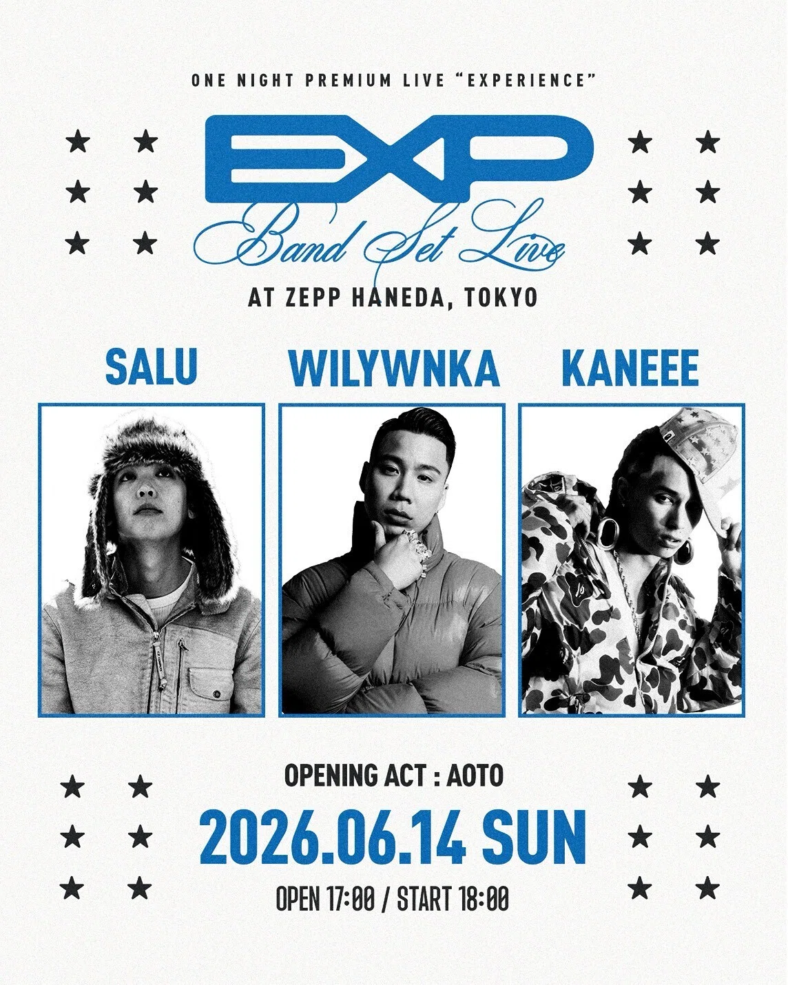 WILYWNKA、Kaneee、SALU、バンドセットによるスリーマン・イベント
