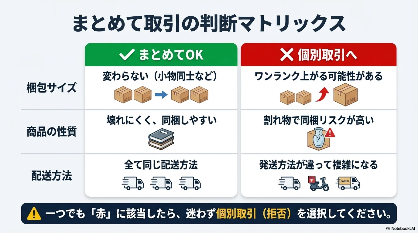 ヤフオクのまとめて取引で送料は安くなる？条件・落とし穴・断り方を