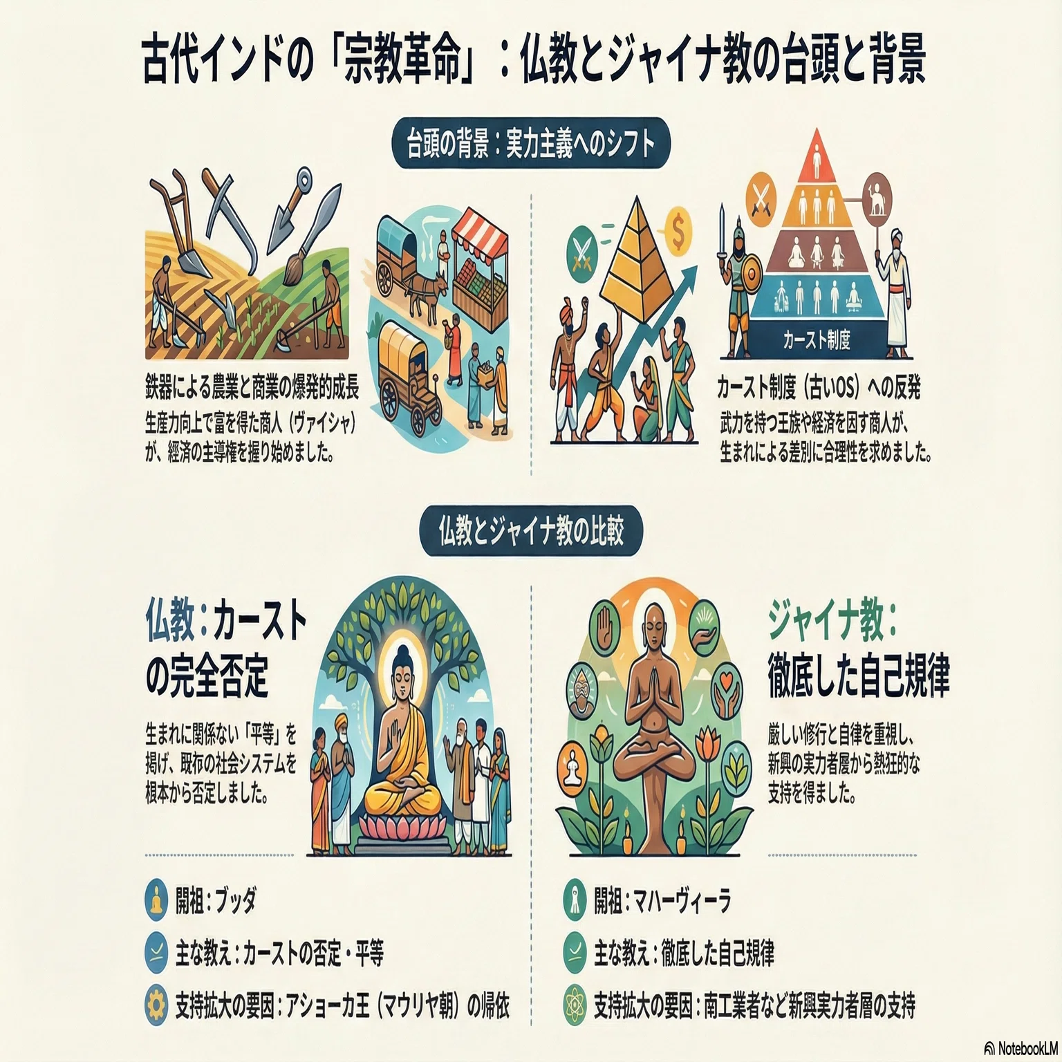 インドの歴史②【ヒンドゥー教の逆襲】仏教とジャイナ教の台頭ーなぜ