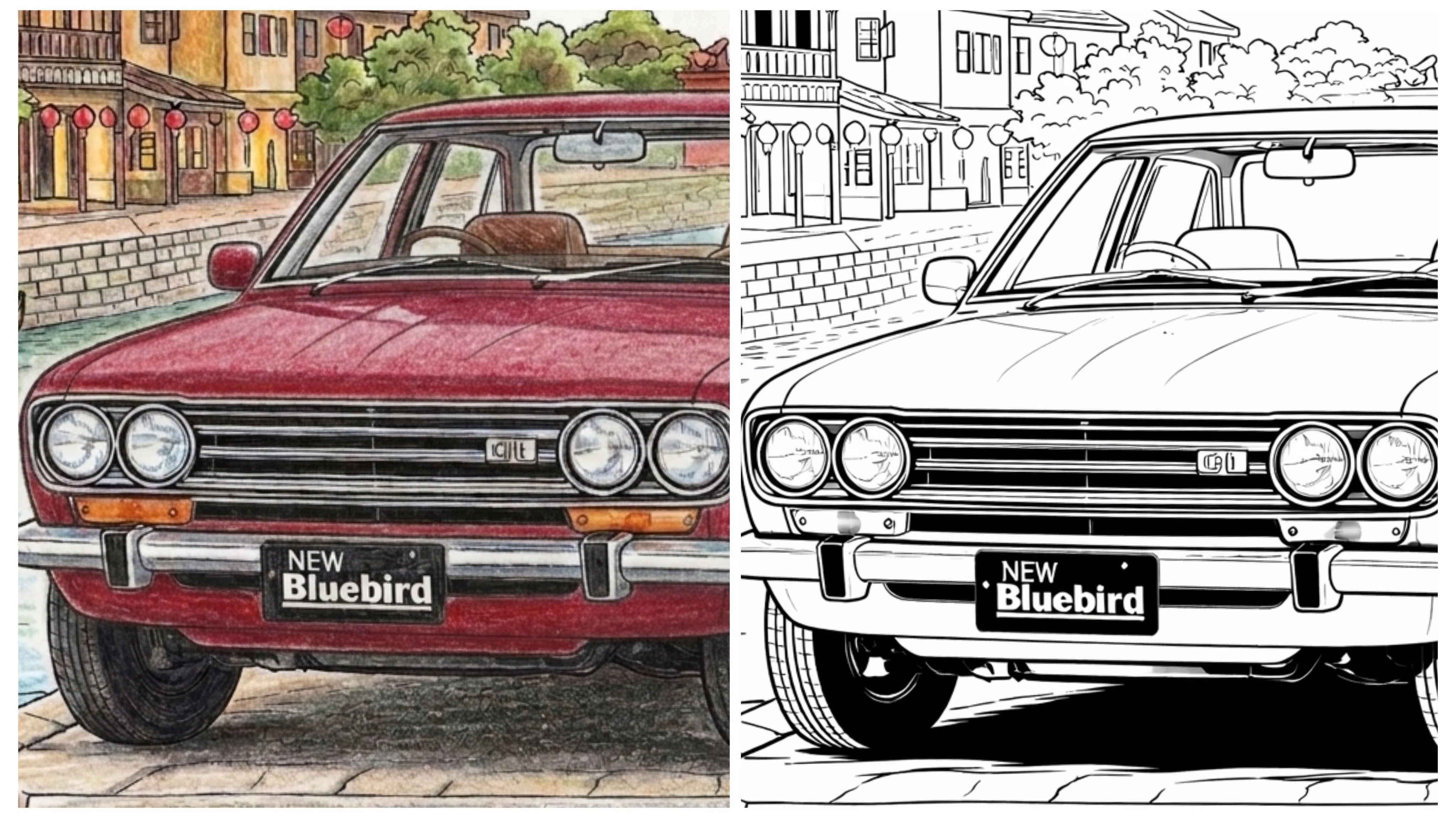 男性向けが少ないから作ってみた」昭和の名車ぬり絵：Part6 日産