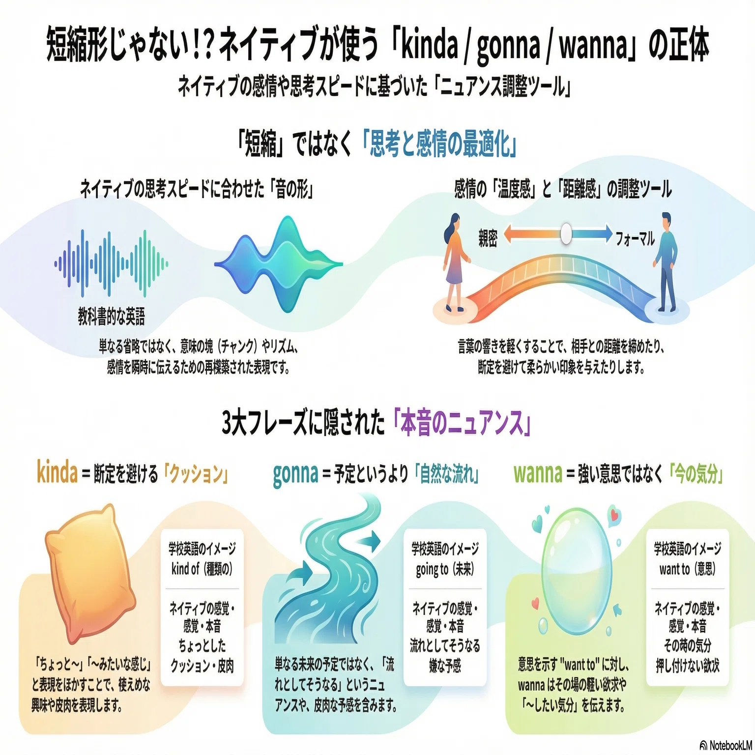 会話英語・スラング・本音英語】kinda / gonna / wanna の正体 [2026 