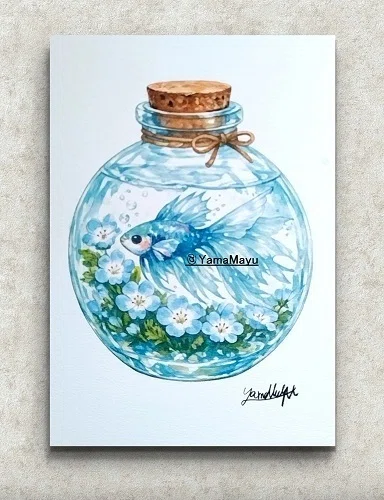 💧 【新作】机の上の小さな海「水景のしおり」— 幻想を閉じ込めた小瓶