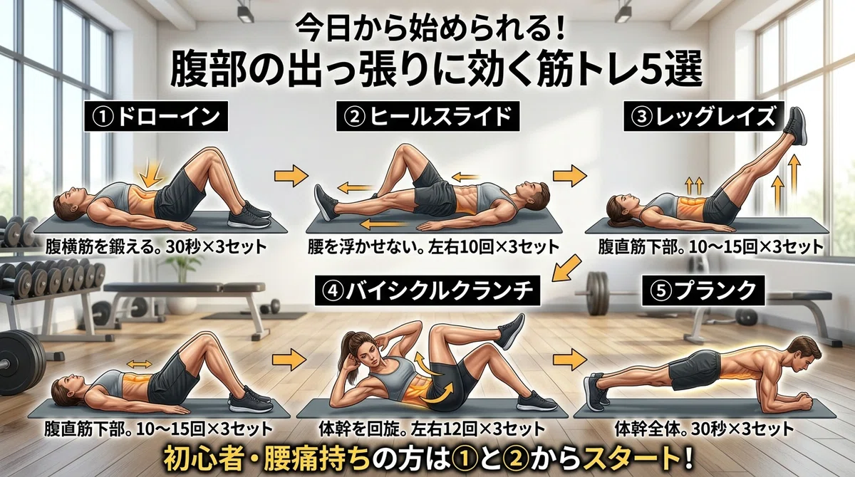 お腹の出っ張りを筋トレで解消する方法!原因別アプローチ完全ガイド|OtoKiji(オトキジ)管理人