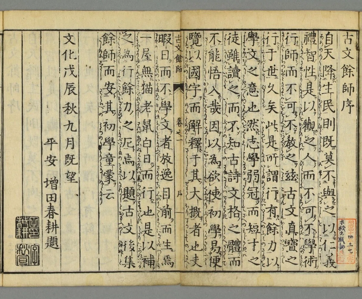 古文真宝 後集 余師』 序と目録｜「四季・コギト・詩集ホームぺージ