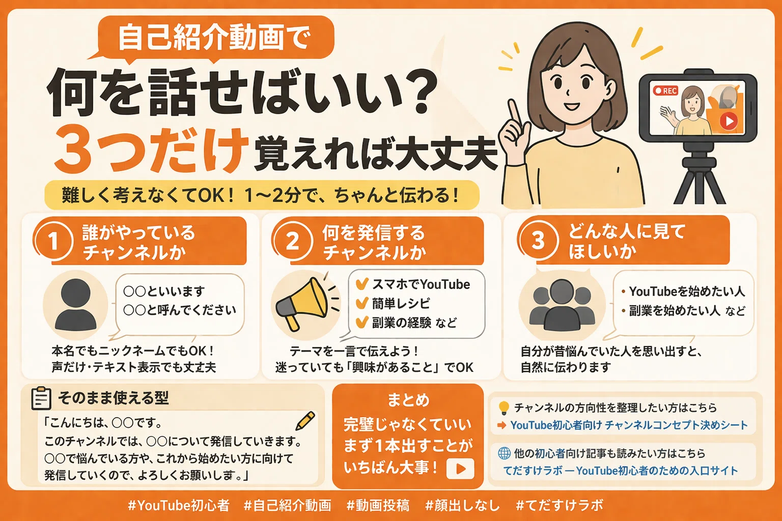 自己紹介動画で何を話せばいい？3つだけ覚えれば大丈夫｜てだすけラボ