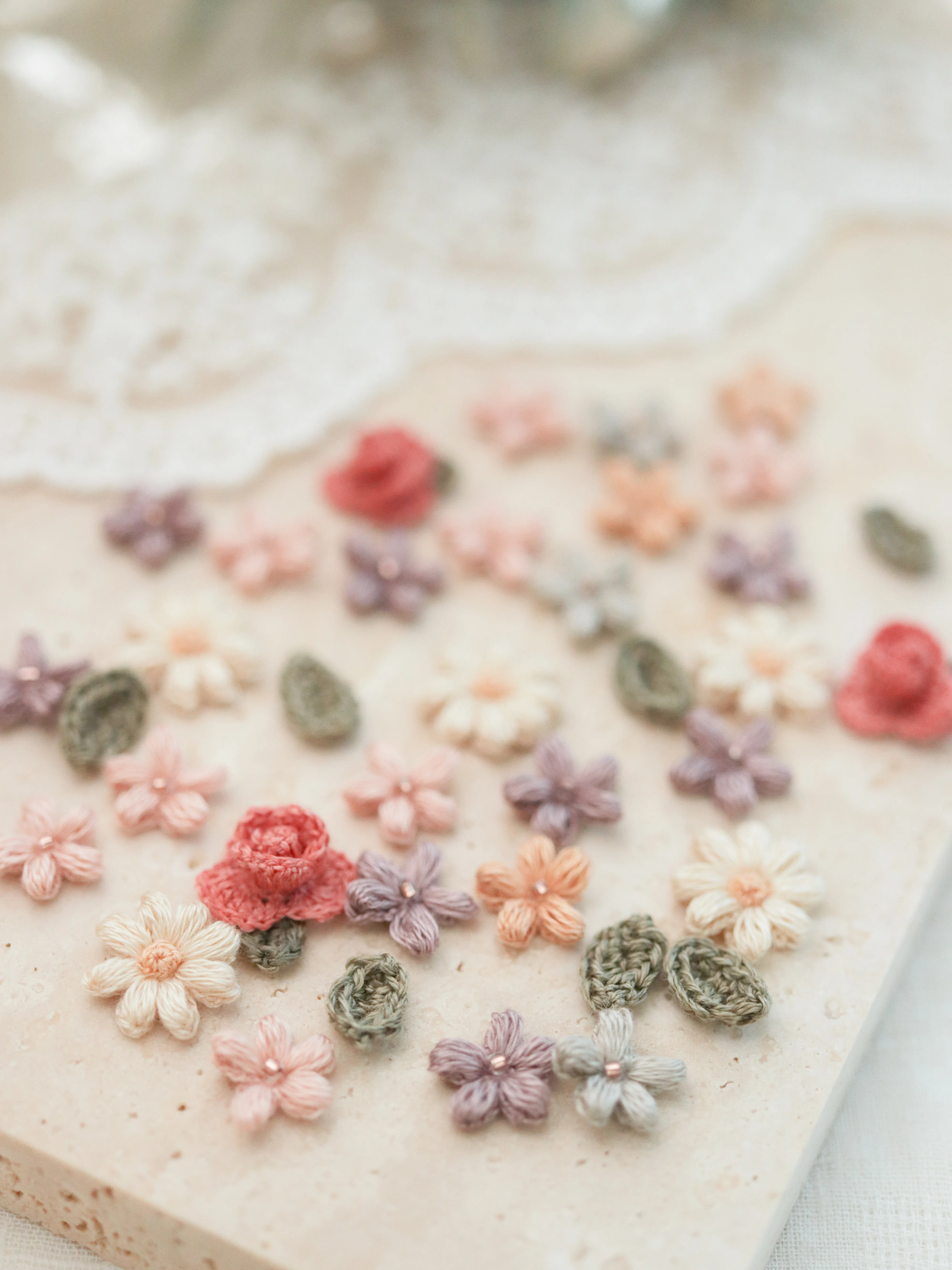 The blue of tiny forget-me-nots and the Lady Banks' roses found on