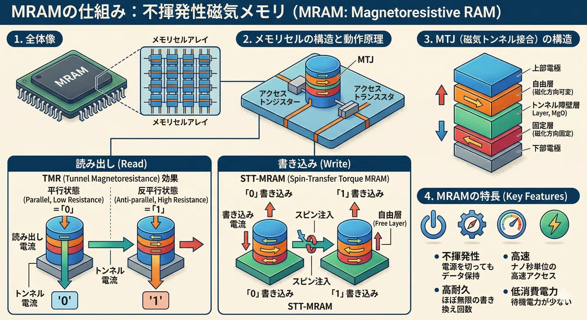 【最新】MRAM新技術 低消費【2026/04/09 半導体ニュース】私見 MRAM 長期期待も短期は限定的｜ハンドウ退
