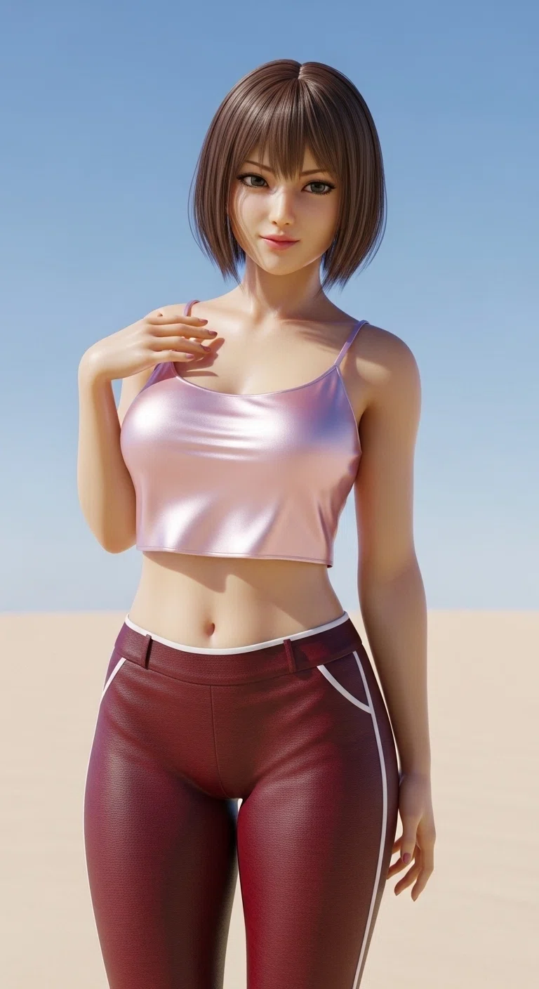 AI画像（3DCG：立体造形）タンクトップ女子｜茜町春彦