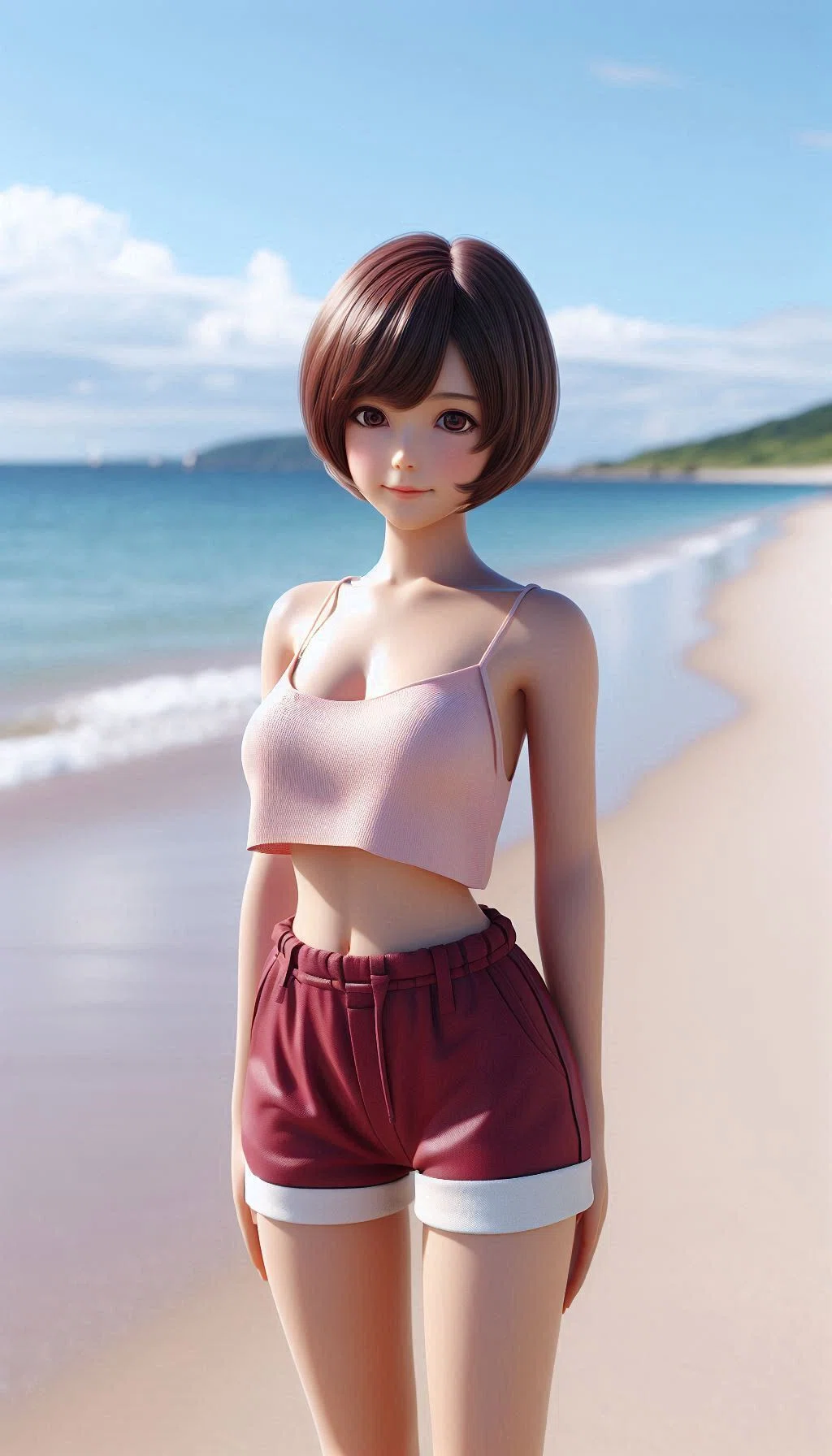AI画像（3DCG：立体造形）タンクトップ女子｜茜町春彦