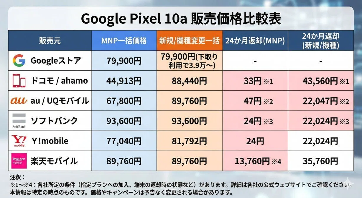 Pixel10aを安く買えるところはどこか｜ウランフ