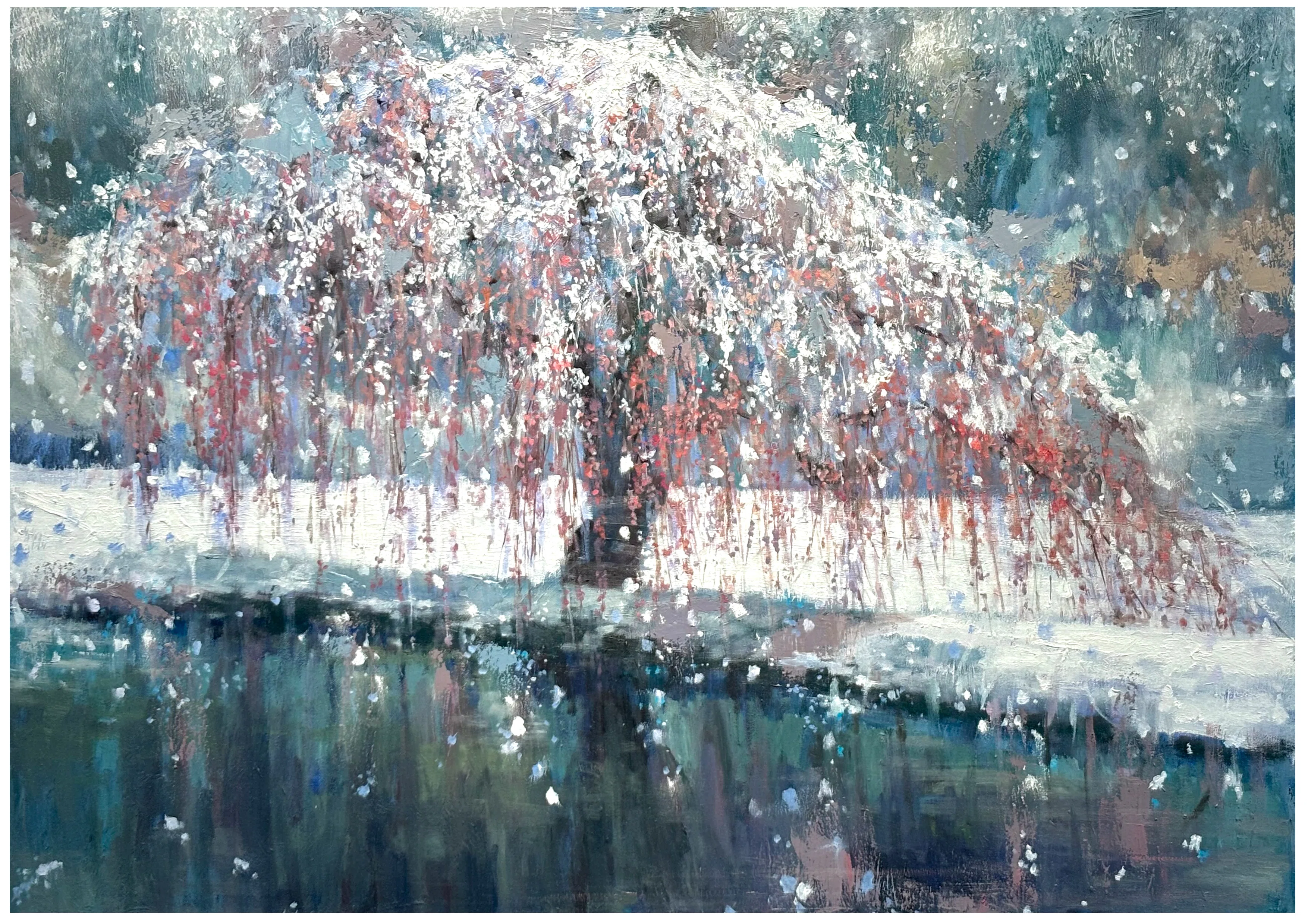 【真作】絵画　ミリッチ　喜びの村　柔らかな風景に癒される一枚　Y113 桜を描くという、無謀な挑戦｜vasenoir 村田 旭