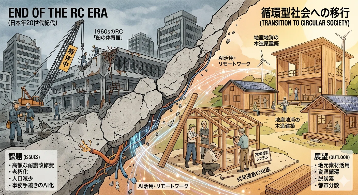 ある日の対話「丹下健三・船の体育の解体と20世紀的建築の限界。人口