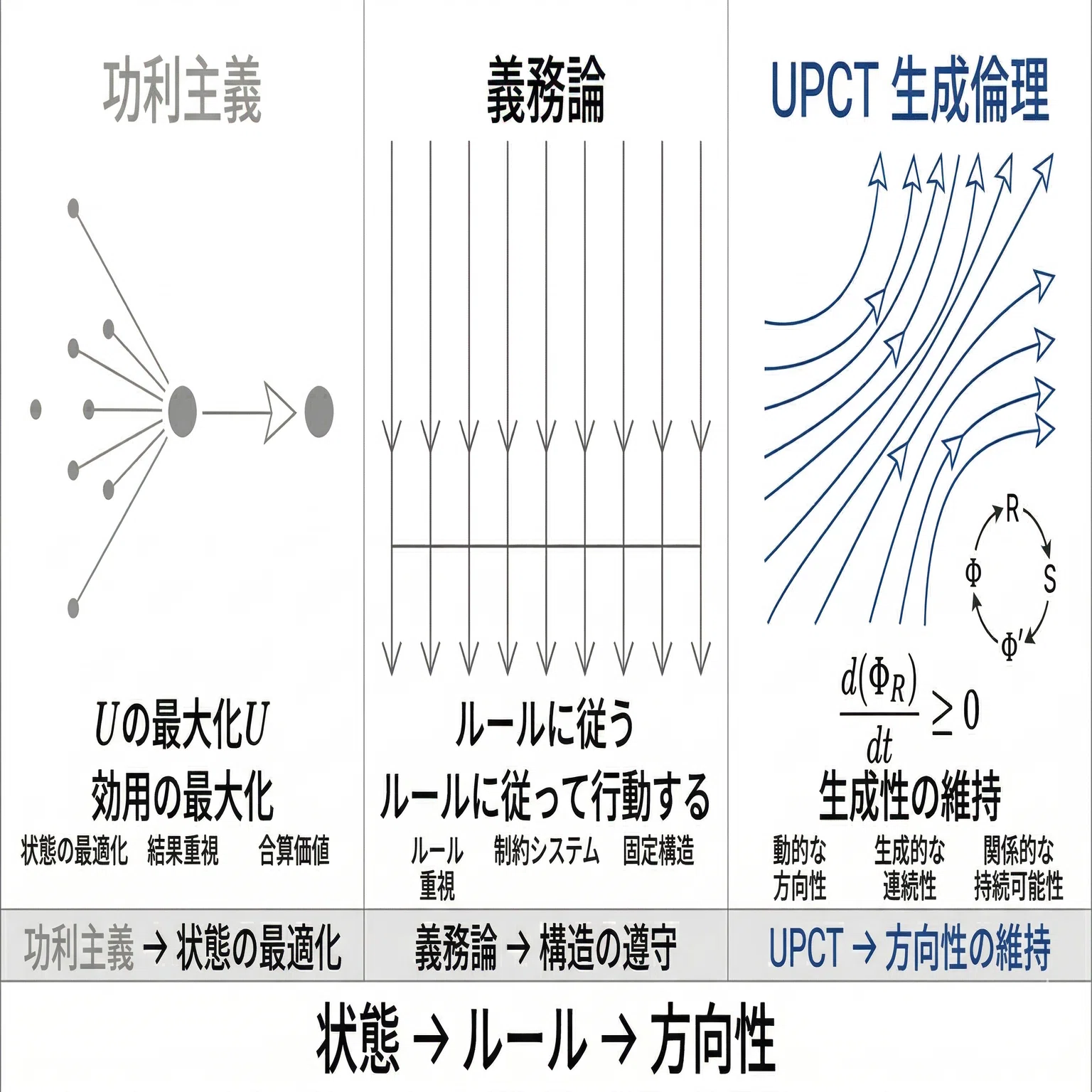 生成共鳴倫理学: 実存的価値、機能的差別化、責任を統合するUPCT理論