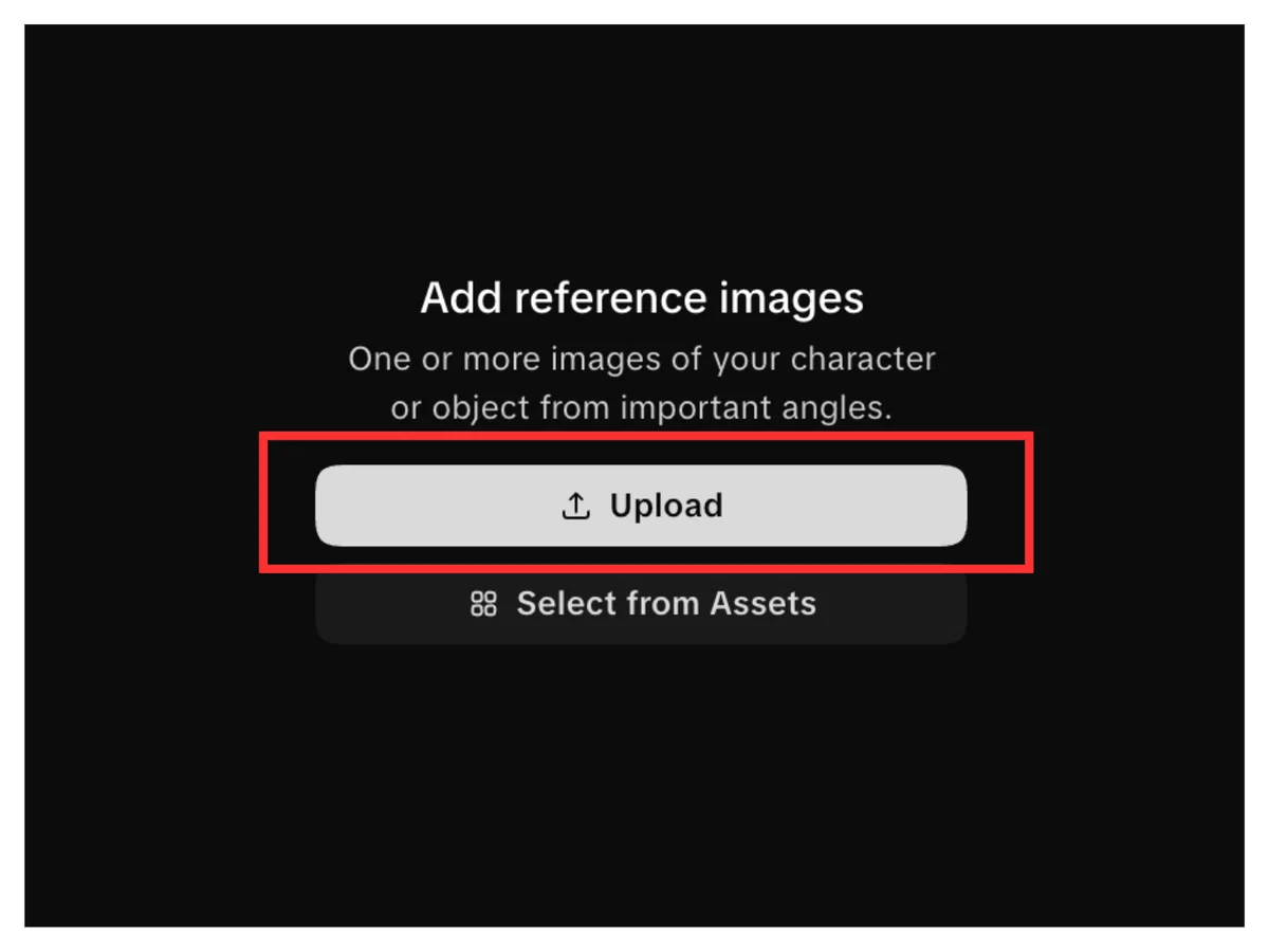 「Upload」をクリックし、キャラクターの画像をアップロード