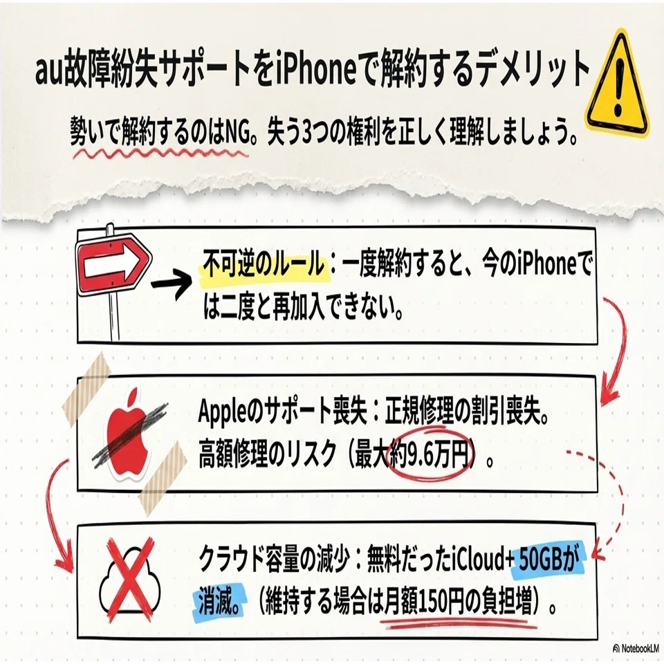 iPhoneにau故障紛失サポートはいらない？解約のデメリットと月額700円 