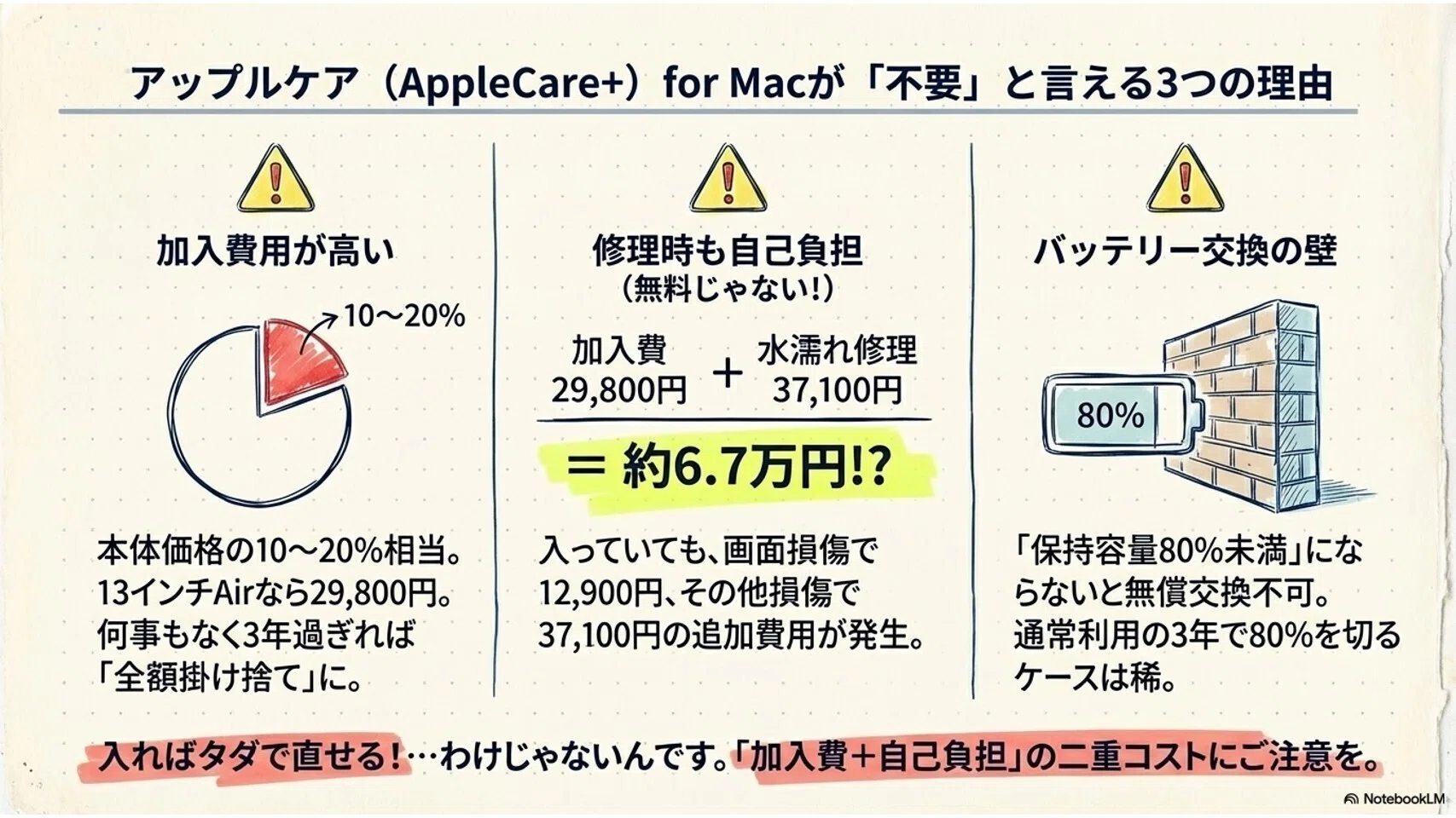 MacBookにアップルケアは必要？いらないと判断できる理由と月700円の