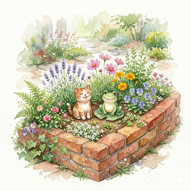 レンガの植え込みのイラスト