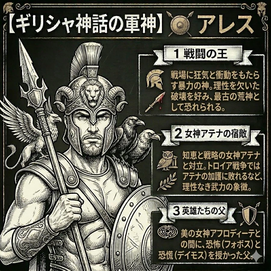 戦闘と暴力の軍神⚔️アレス編【ギリシャ神話紹介】|ミトス先生 戦闘と暴力の軍神⚔️アレス編【ギリシャ神話紹介】|ミトス先生