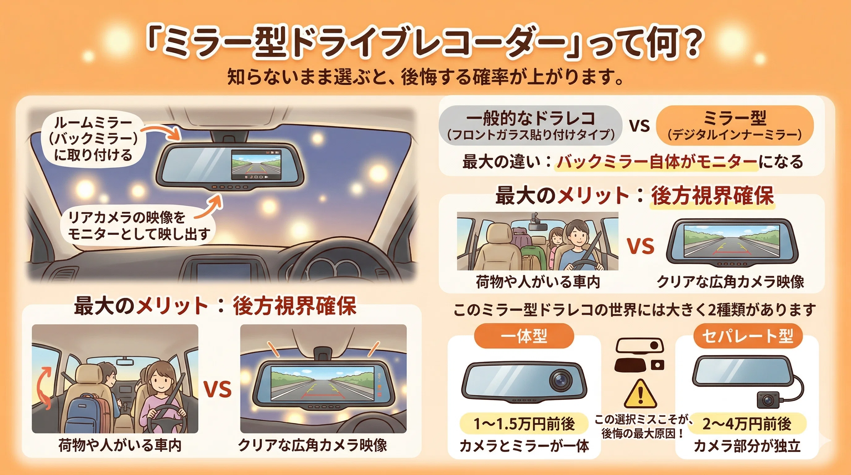 ミラー型ドライブレコーダーのデメリット|安い一体型で後悔しないため ミラー型ドライブレコーダーのデメリット|安い一体型で後悔しないため