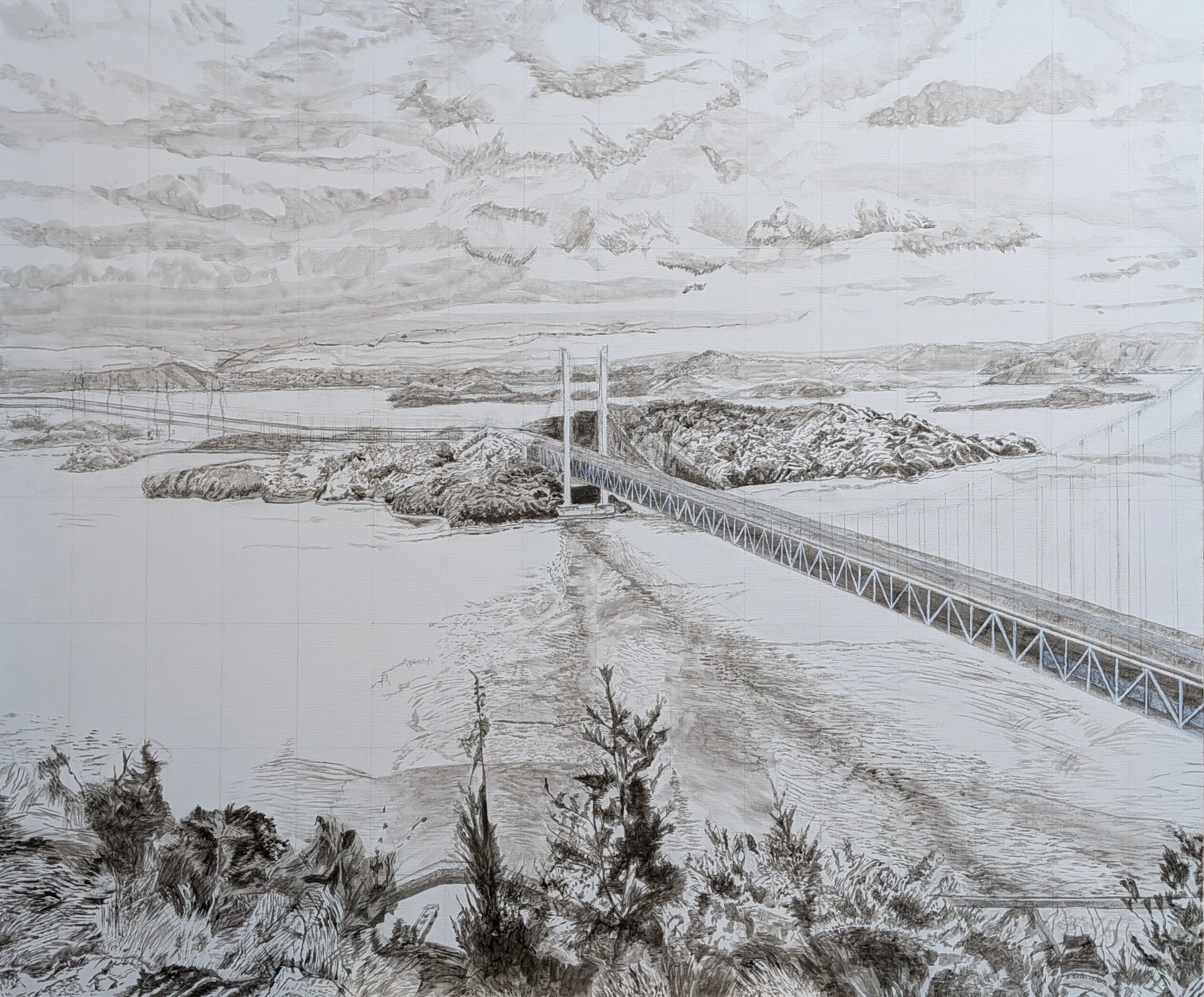 水墨画 風景画27✖️24アクリル Step23】「雄観」アクリル画｜瑞島 魁祐（みずしま かいゆう）