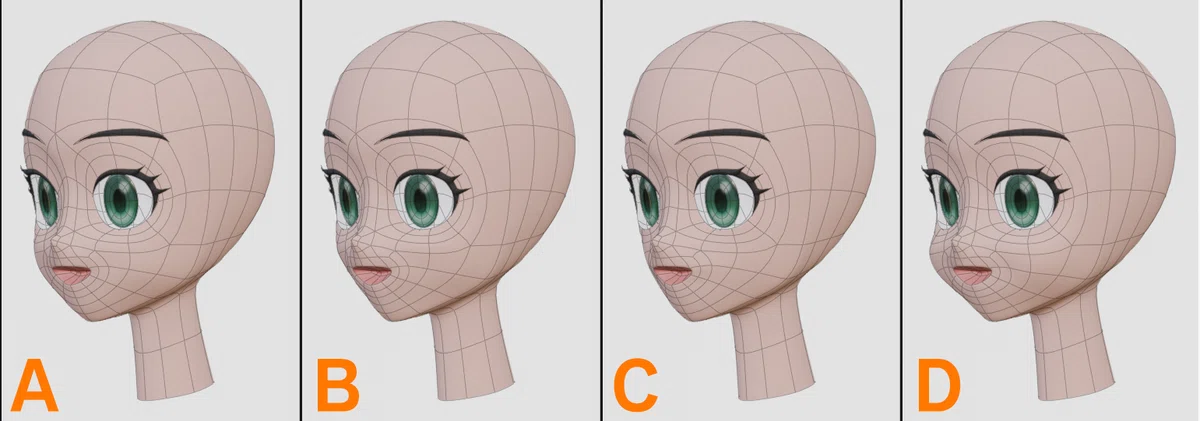 Indented Sample Face Modeling: The Contour of the Face at an Angle Created by the ...