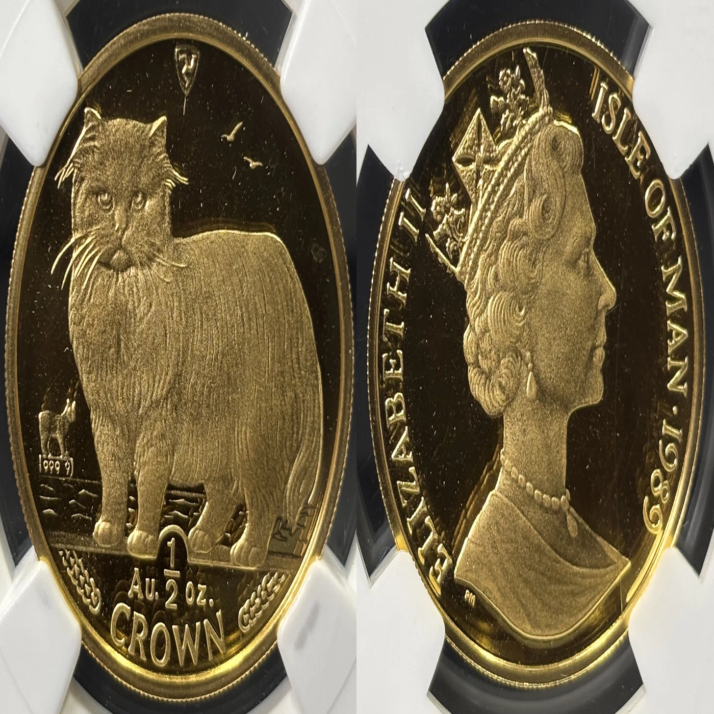 ◆◆１９８９年キャット金貨シリーズ／ペルシャ猫◆◆１／２５オンス マン島 1989年 キャット 1/2クラウン金貨（ペルシャ猫）｜アンティーク