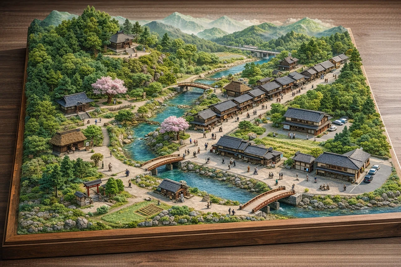 観光地の案内マップをジオラマ＋3DMAP化できるか｜一八十［momoyaso］