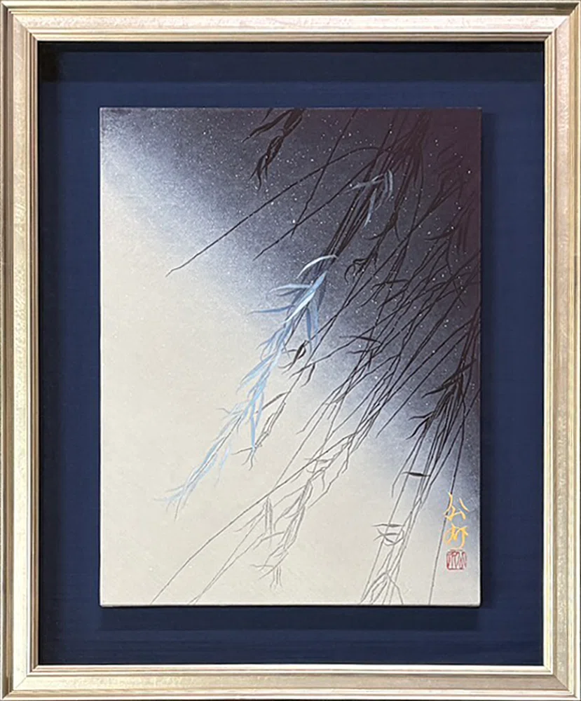 狩俣公介　「寒林」　真作　日本画　１希少 風が触れる前の静けさ──狩俣公介『風麗』が示す、ただ一度の世界